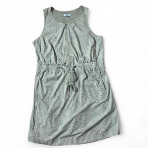 FLX Women's Sleeveless Zip Up‎ Drawstring Waist Dress M Topographic Print Casual